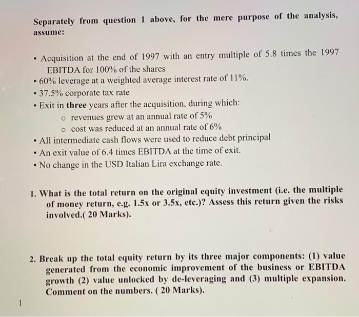 2nd part Separately from question 1 above, for