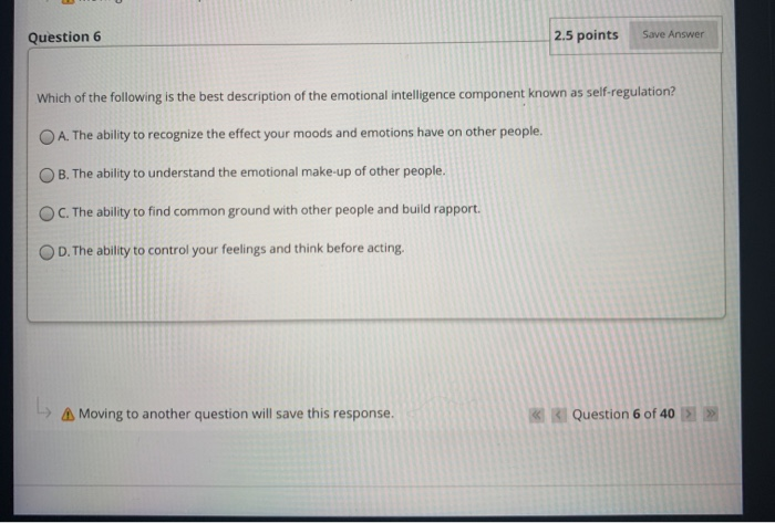 Question 6 2.5 points Save Answer Which of the