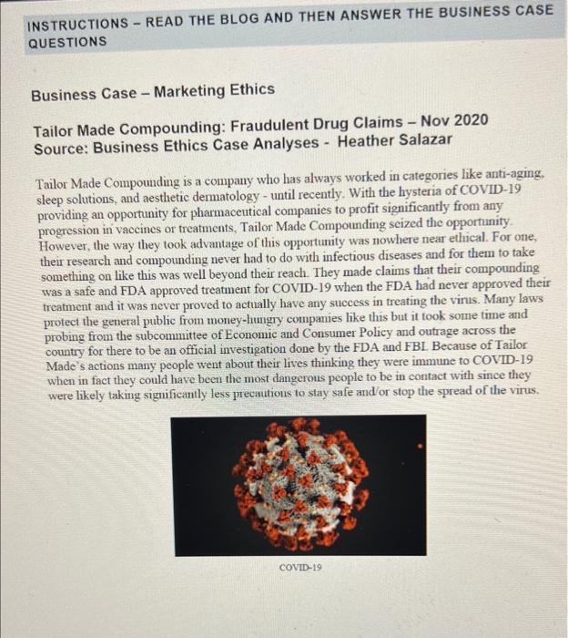 INSTRUCTIONS - READ THE BLOG AND THEN ANSWER THE