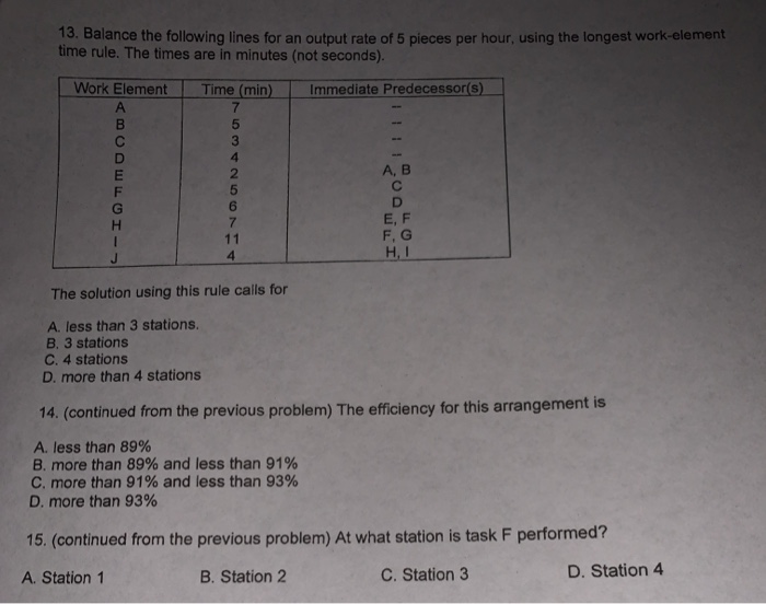 13. Balance the following lines for an output