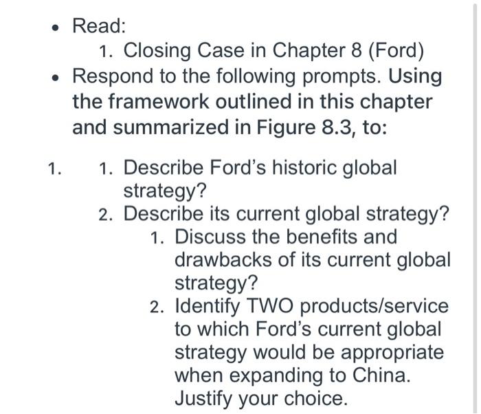 CLOSING CASE Ford's Global Strategy When Ford CEO