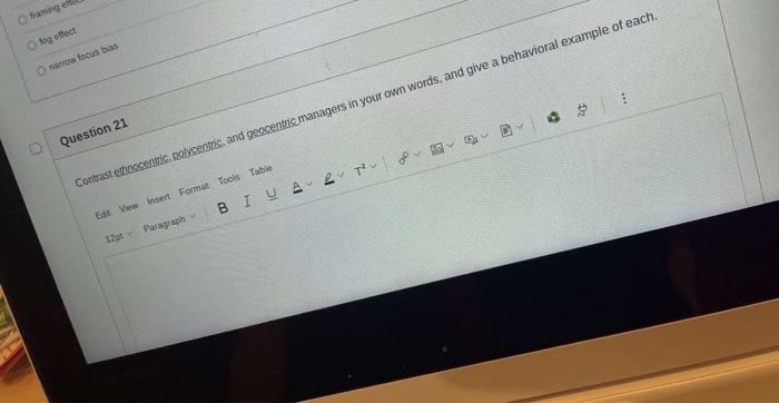 n traming er fog effect Narrow focus bias