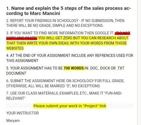 1. Name and explain the 5 steps of the sales