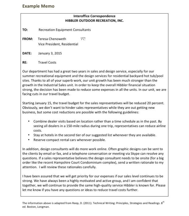 Hi! Review the Example Memo; after doing so,