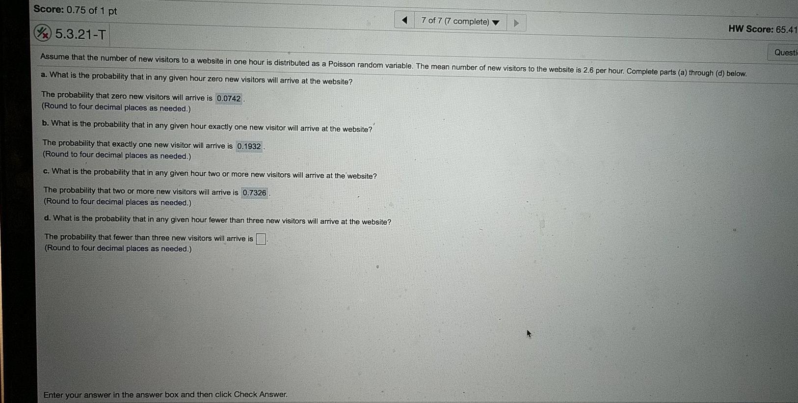 Score: 0.75 of 1 pt 7 of 7 (7 complete) x