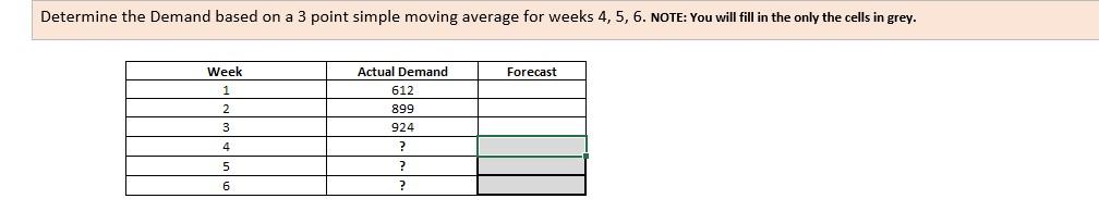Determine the Demand based on a 3 point simple