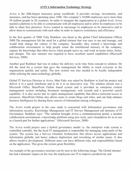 AVIVA Information Technology Strategy Aviva is