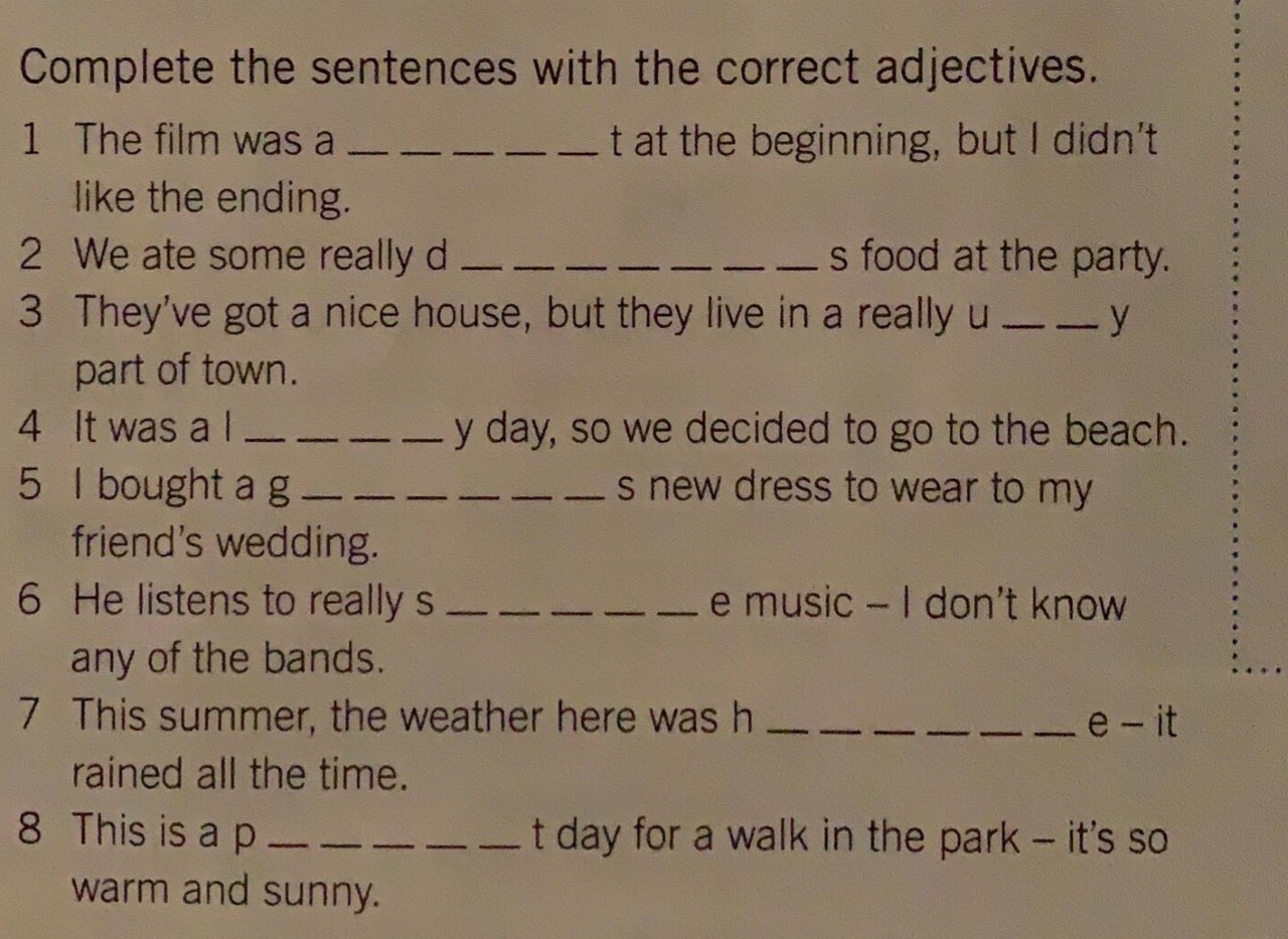 Complete the sentences with the correct