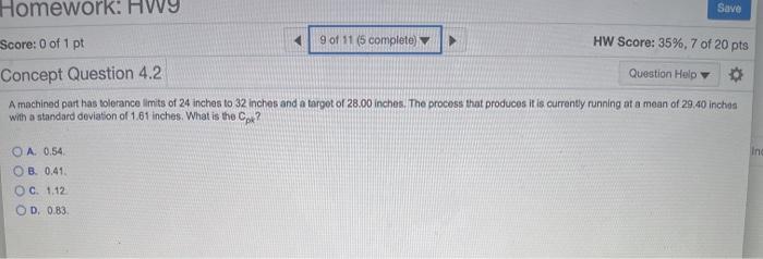 Homework: HWS Save 9 of 11 (5 completo) Score: 0
