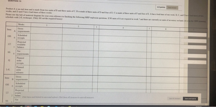 QUESTION 13 45 points Product Ais demand is made