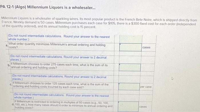 PA 12-1 (Algo) Millennium Liquors is a