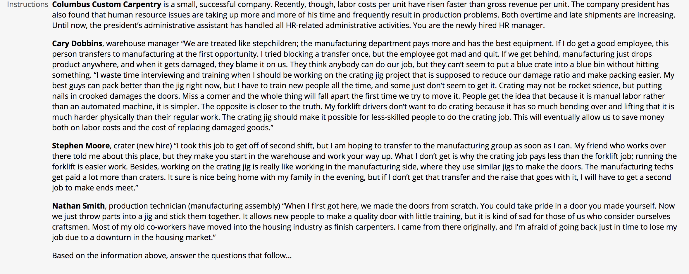 Instructions Columbus Custom Carpentry is a