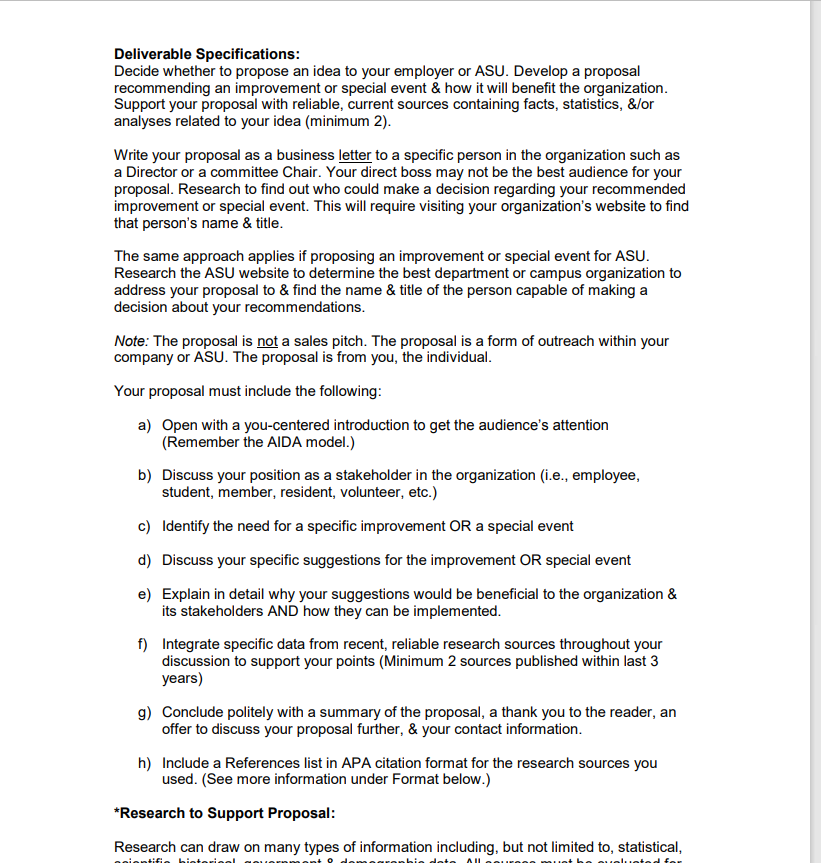 I have to write a business proposal for my