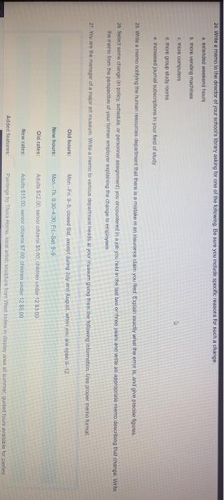 TT Quatre Accessor 21. Write a memo to your boss