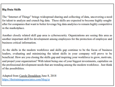 Question A1What are the three popular skills gap