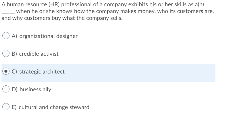 A human resource (HR) professional of a company