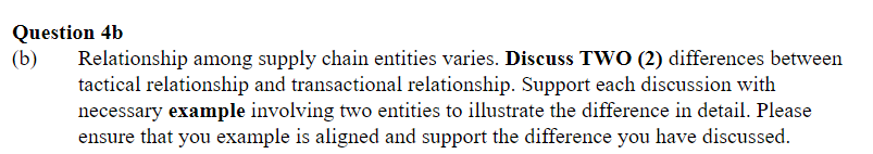 Question 4b (b) Relationship among supply chain