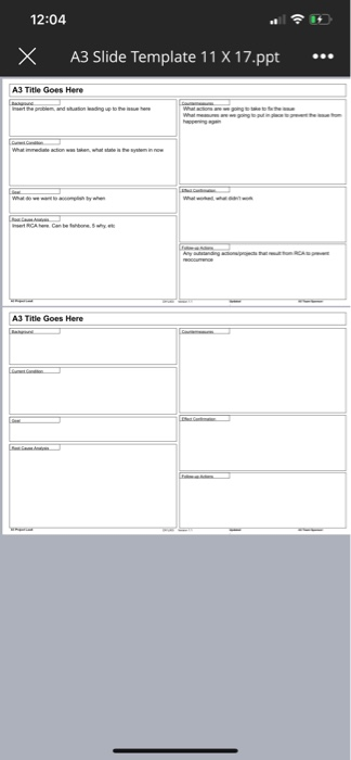 need ASAP we need an A3 template filled up into