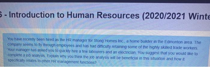 - Introduction to Human Resources (2020/2021