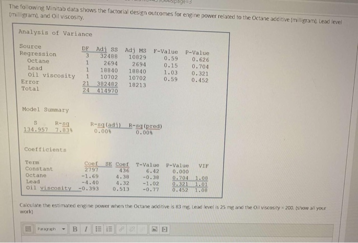 age=3 The following Minitab data shows the