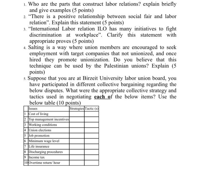 1. Who are the parts that construct labor