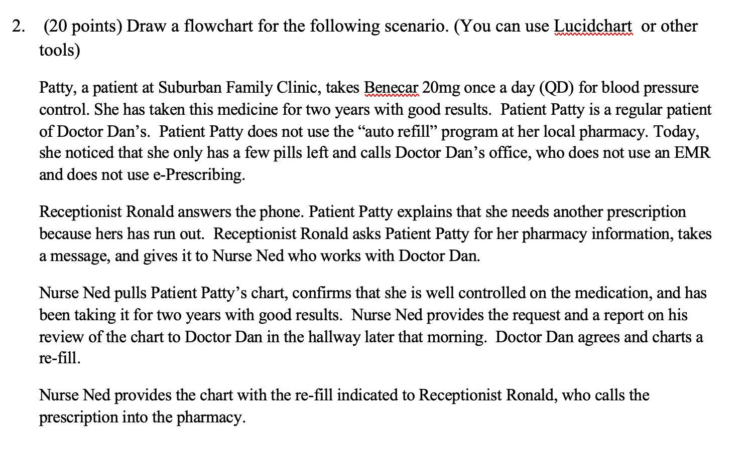 2. (20 points) Draw a flowchart for the following