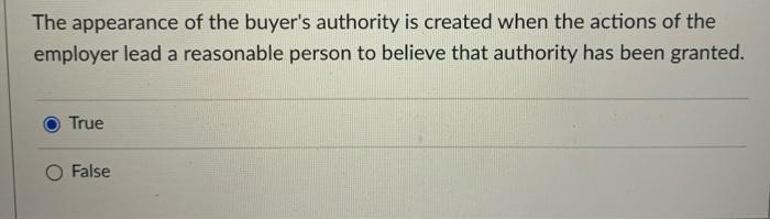 The appearance of the buyer's authority is