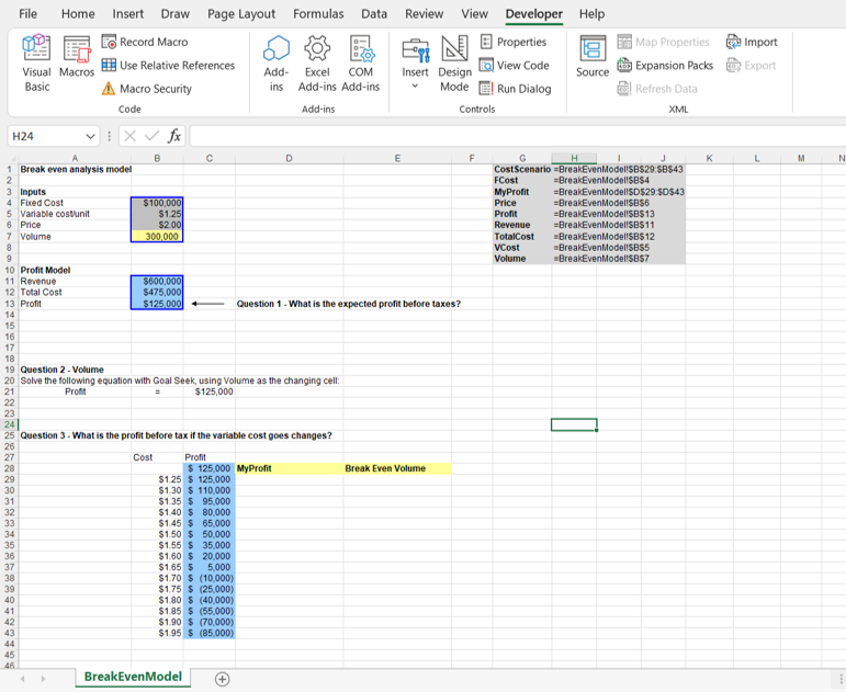 Write a VBA program that will step through the