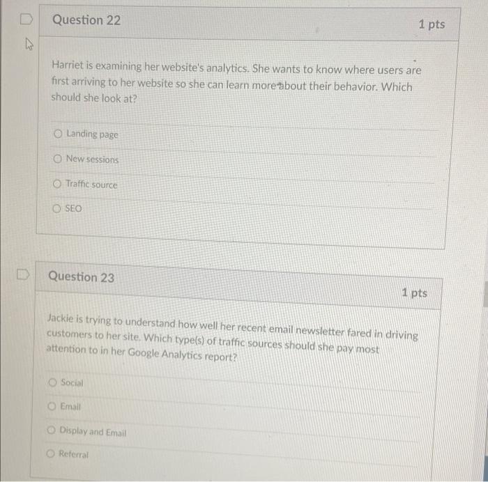 help with 22 & 23! Question 22 1 pts Harriet is