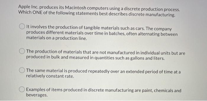 just get me the answers without explanation Apple