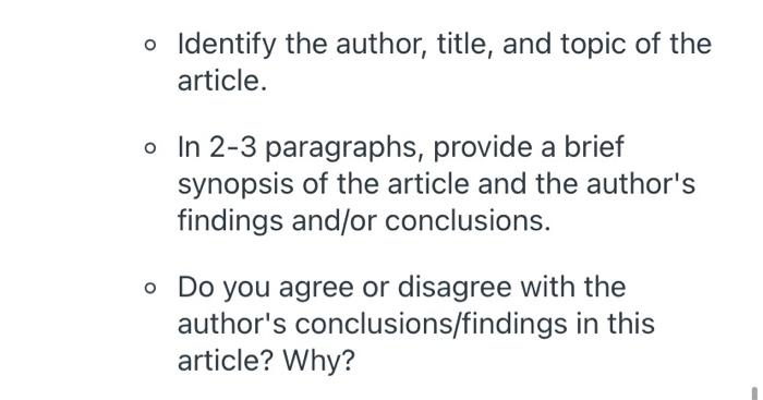 please answer the following bullet points, you