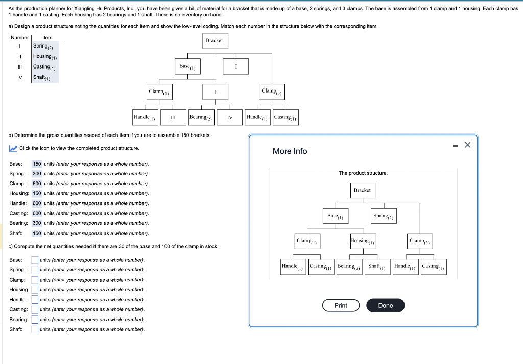 c) Compute the net quantities needed if there are