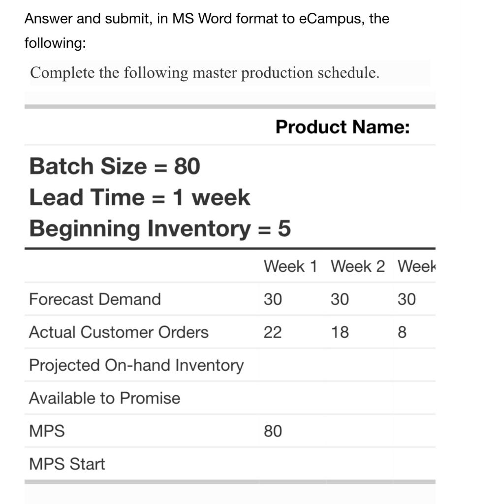 Need help completing the following master
