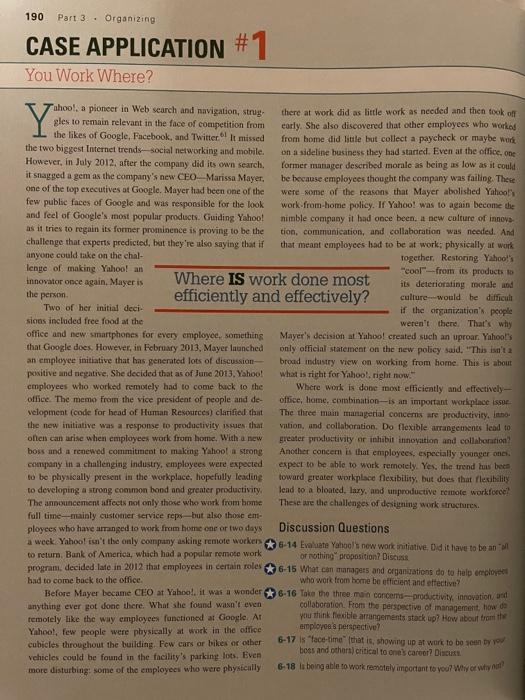 190 Part 3 . Organizing CASE APPLICATION #1 You