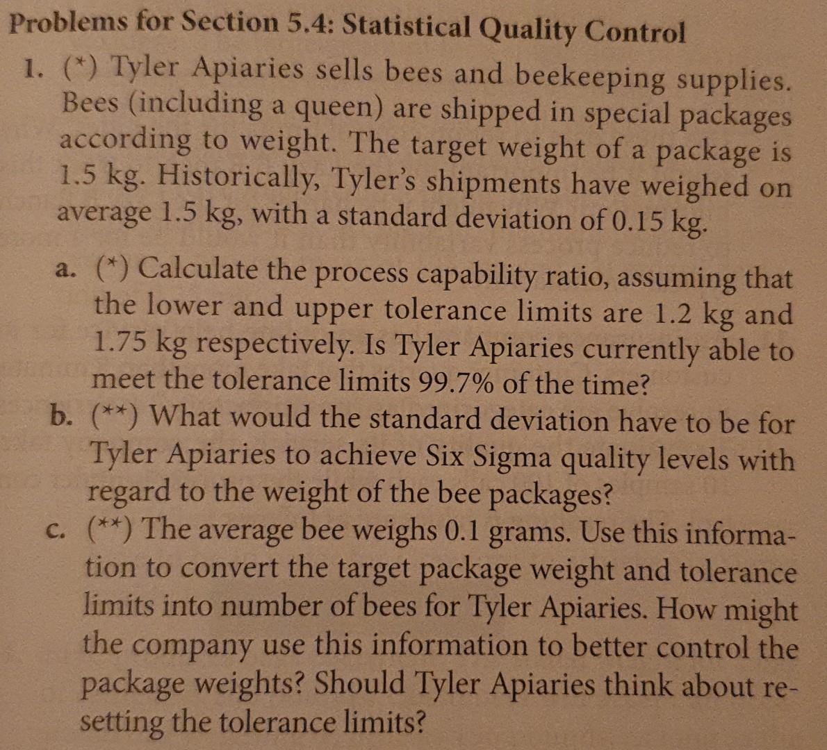 Problems for Section 5.4: Statistical Quality