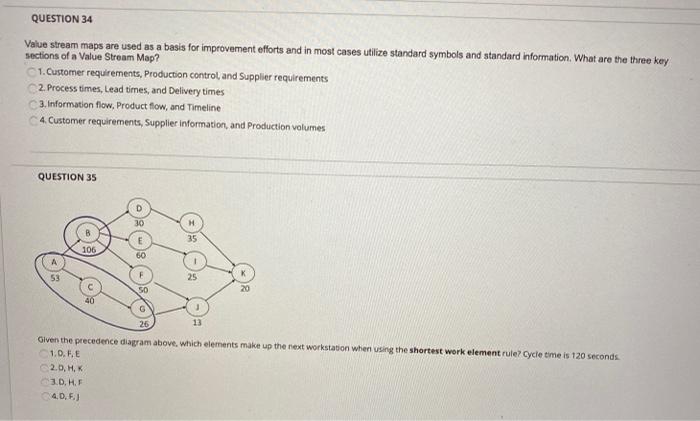 QUESTION 34 Value stream maps are used as a basis