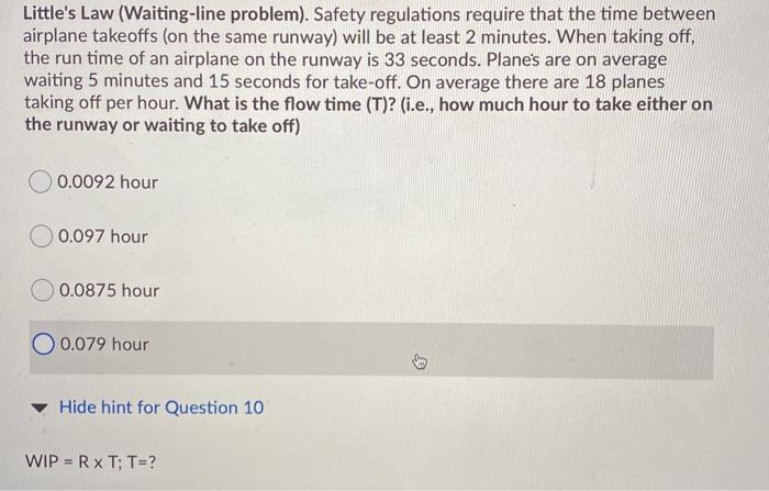 Little's Law (Waiting-line problem). Safety