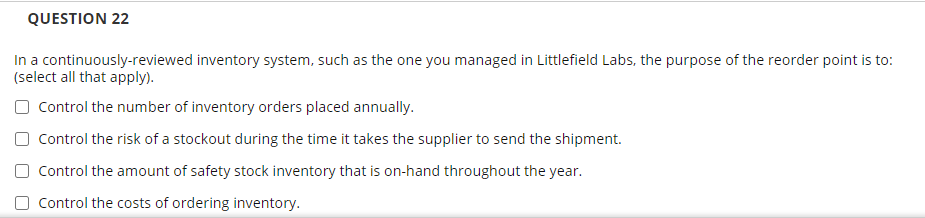 QUESTION 21 Which of the following statements