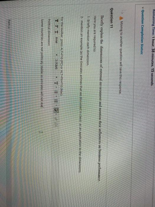 Remaining Time: 1 hour, 38 minutes. 15 seconds. *