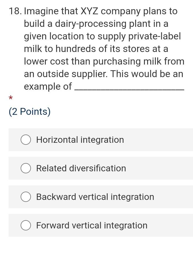 18. Imagine that XYZ company plans to build a