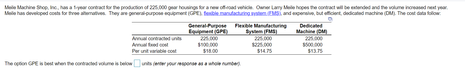 Meile Machine Shop, Inc., has a 1-year contract