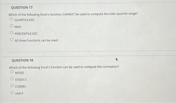hw help thank you QUESTION 17 Which of the