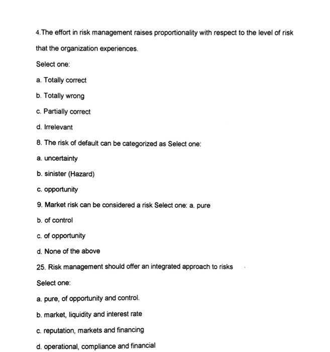 4. The effort in risk management raises