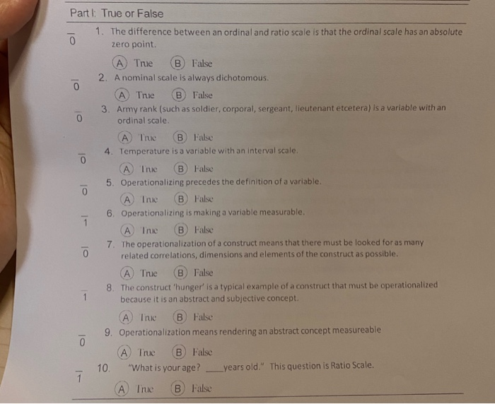 Parti: True or False 1. The difference between an