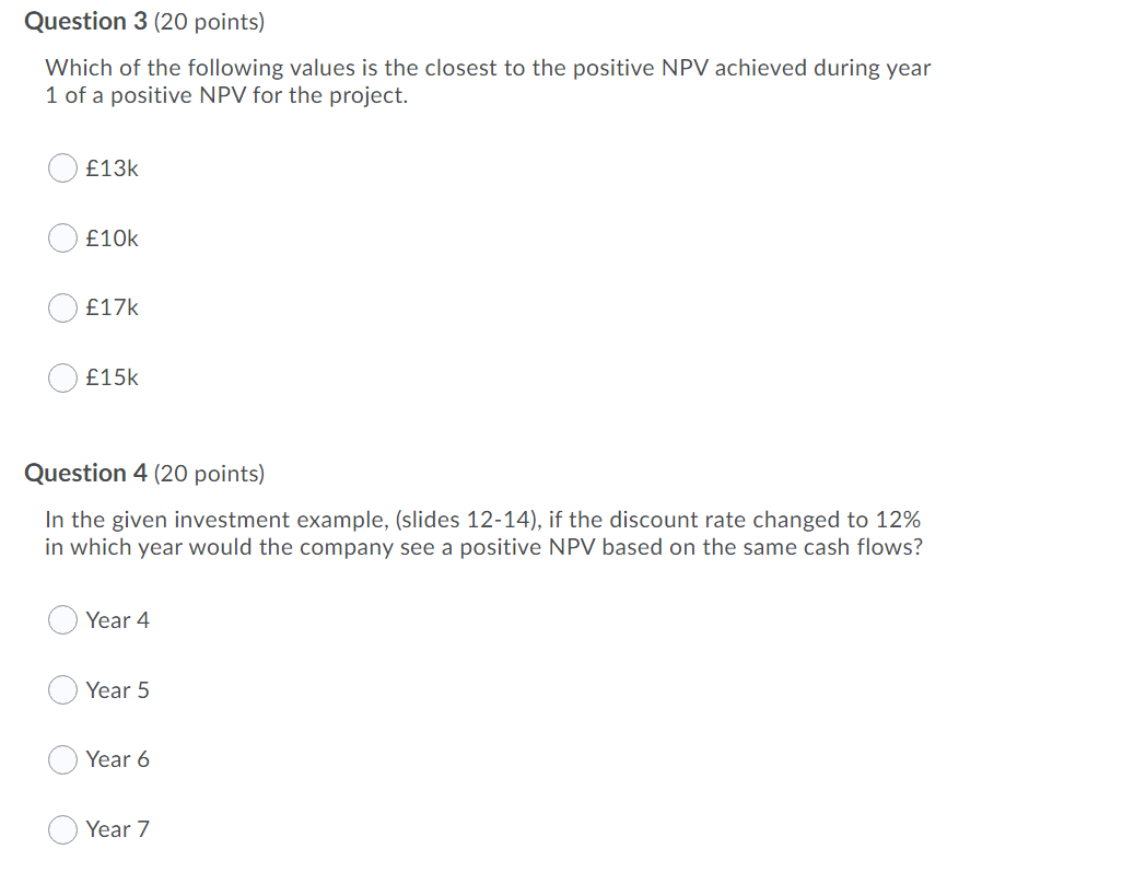 Question 3 (20 points) Which of the following