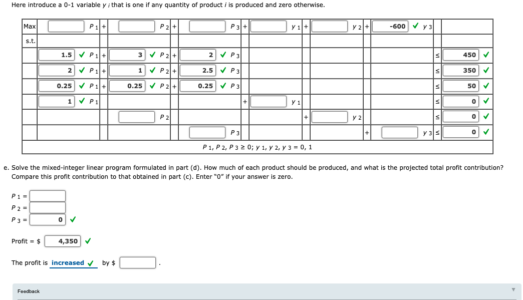 Hart Manufacturing makes three products. Each