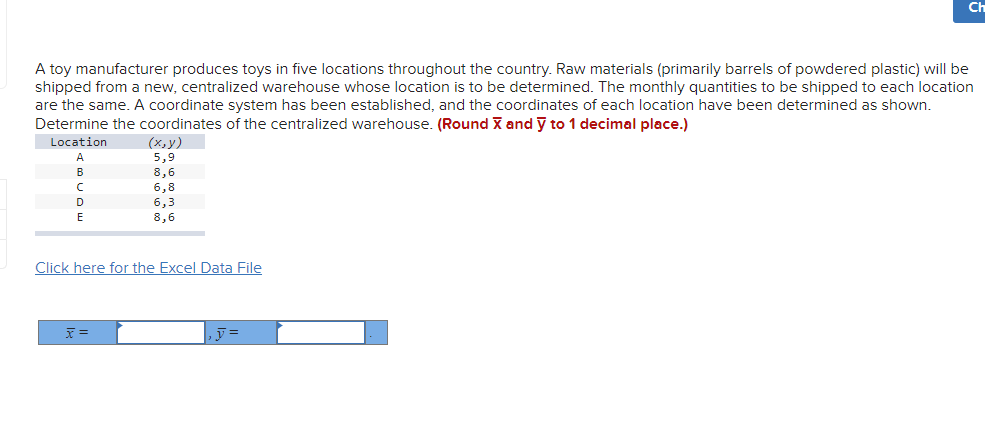 Ch A toy manufacturer produces toys in five