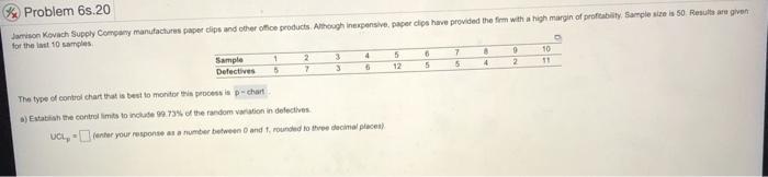 UCLp LCLp if the sample size were 20 instead, how