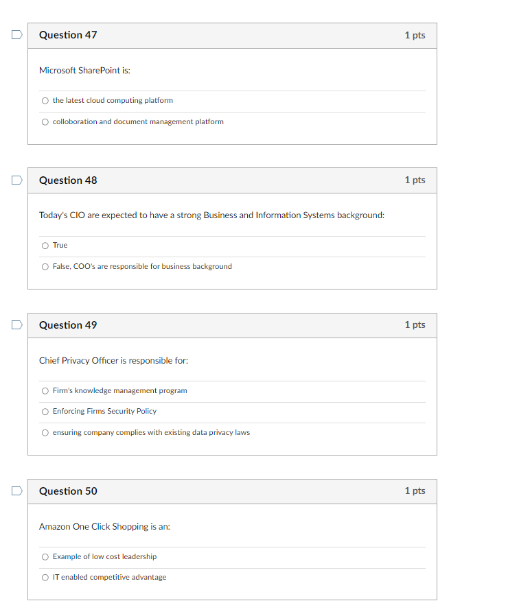 Question 47 1 pts Microsoft SharePoint is: the