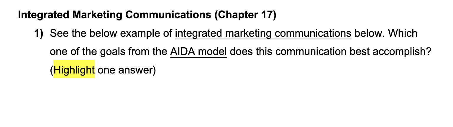 Integrated Marketing Communications (Chapter 17)
